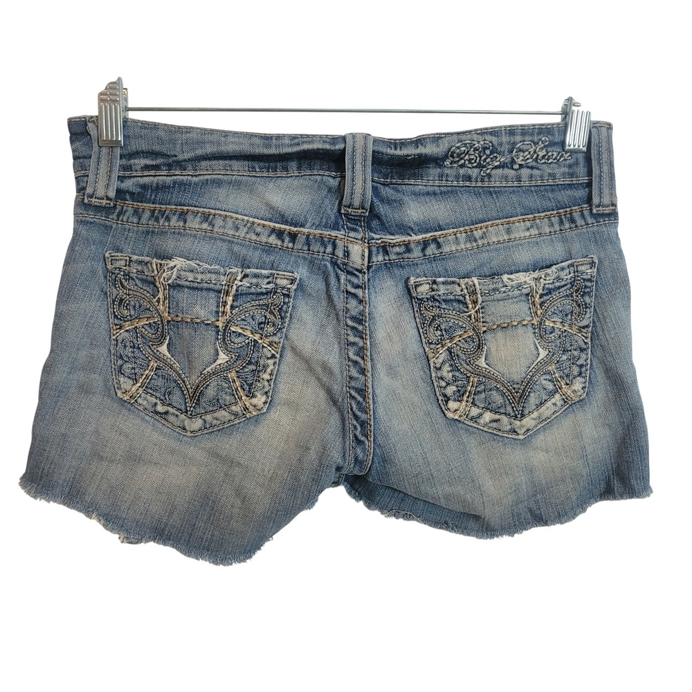 Big Star Womens Distressed Low Rise Denim Cut Off Shorts Blue Size 28 Distressed